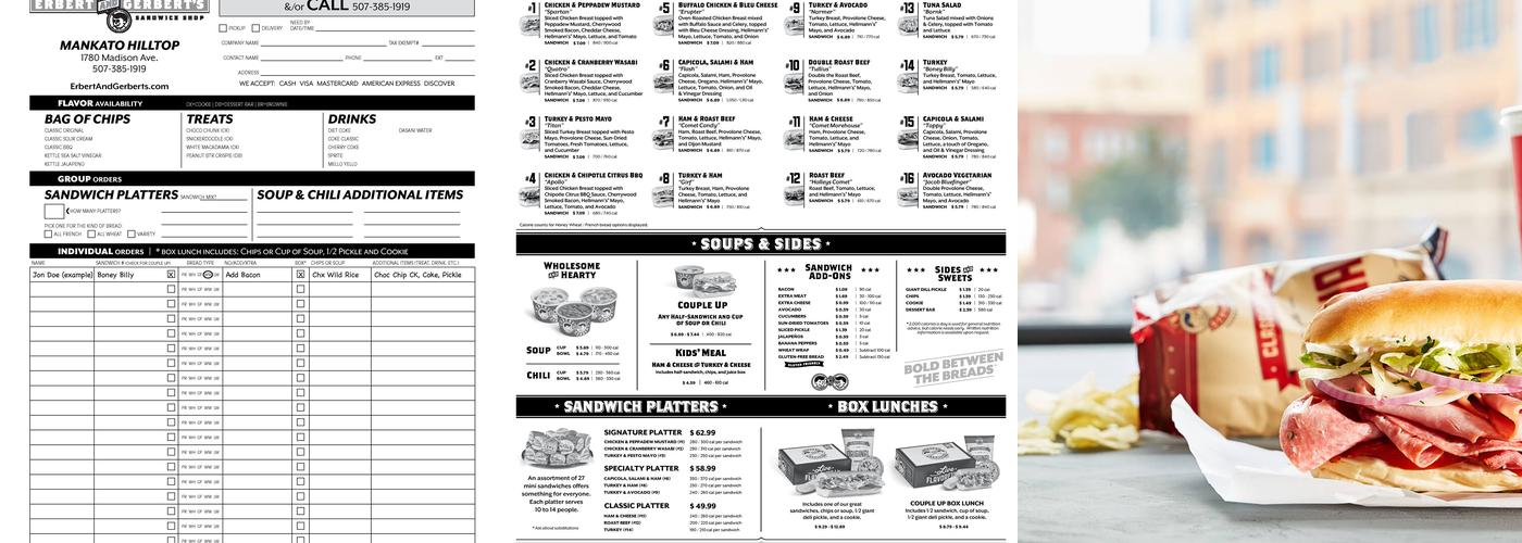 Erbert and Gerberts Menu