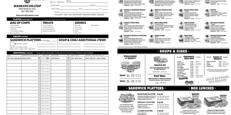 Erbert and Gerberts Menu