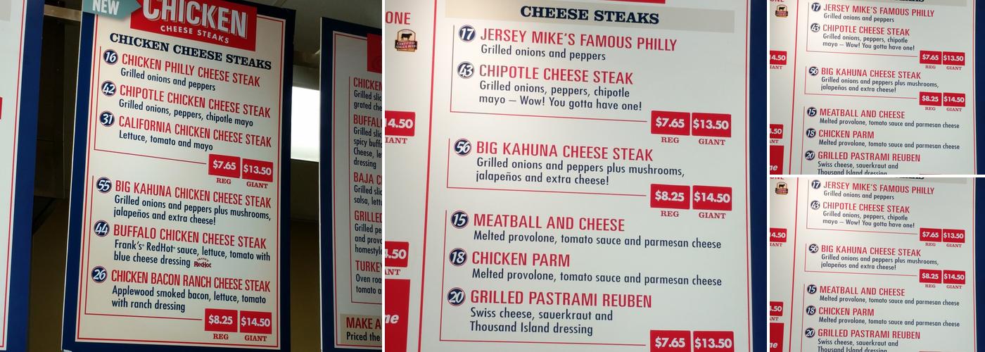 Jersey Mike's Subs Menu