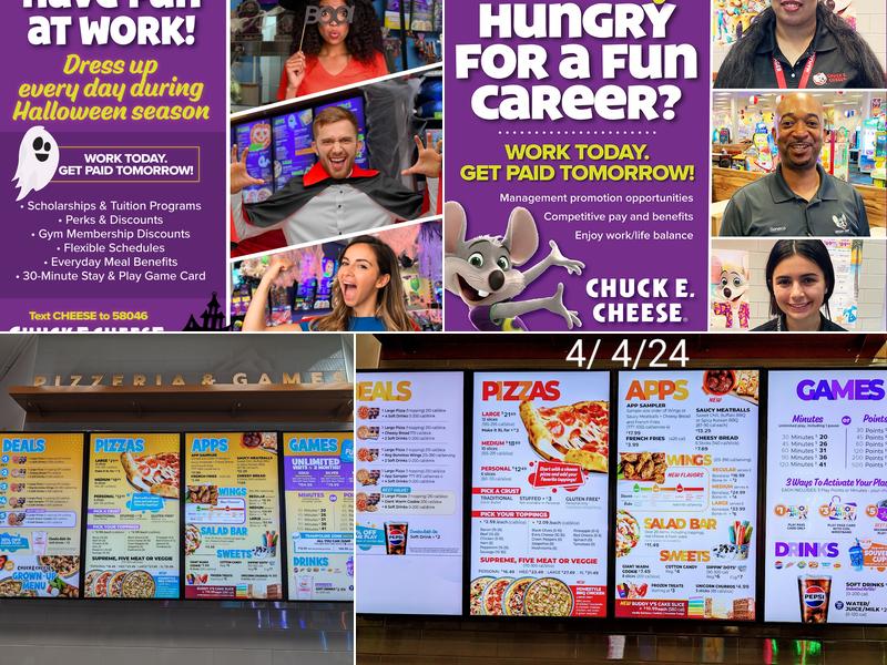 Chuck E. Cheese Menu