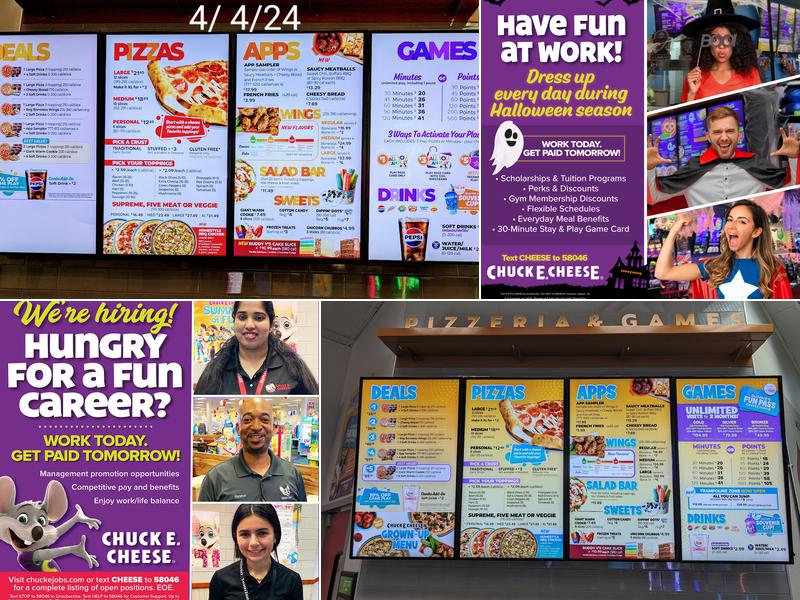 Chuck E. Cheese Menu