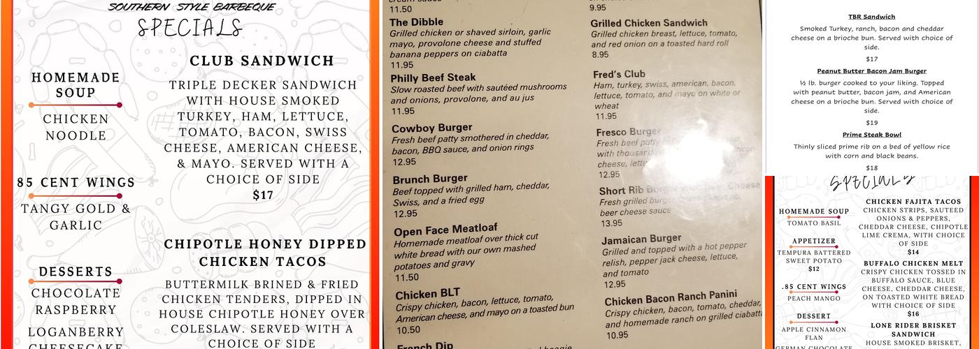 Fred's Menu