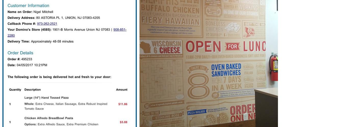 Domino's Pizza Menu