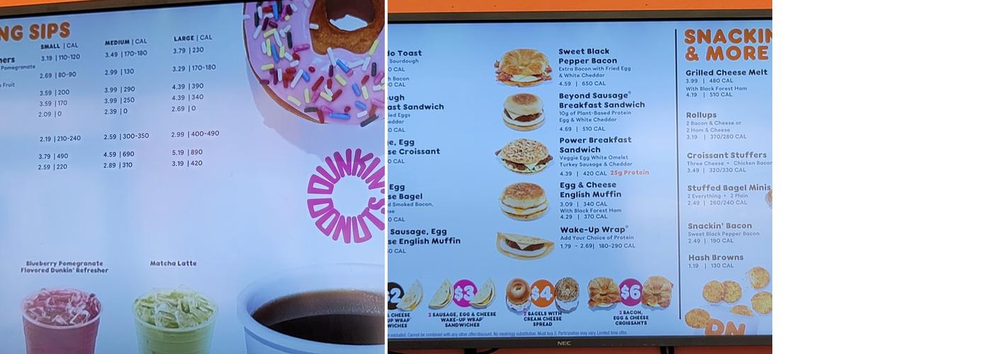 Dunkin' Menu