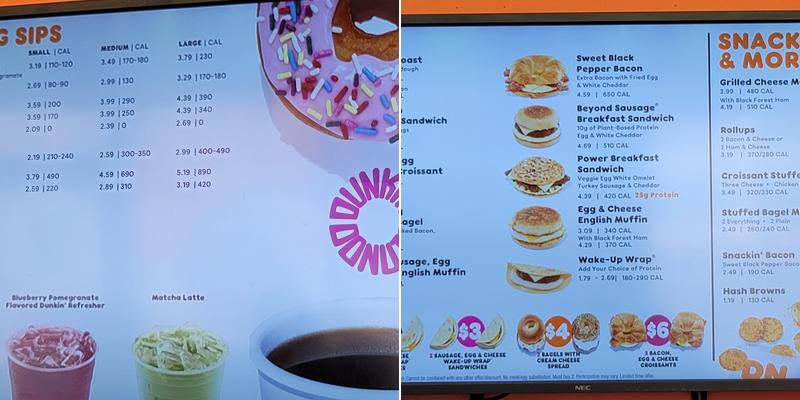 Dunkin' Menu