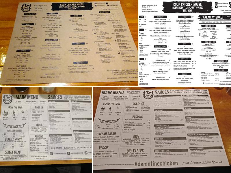 COOP Chicken House Menu
