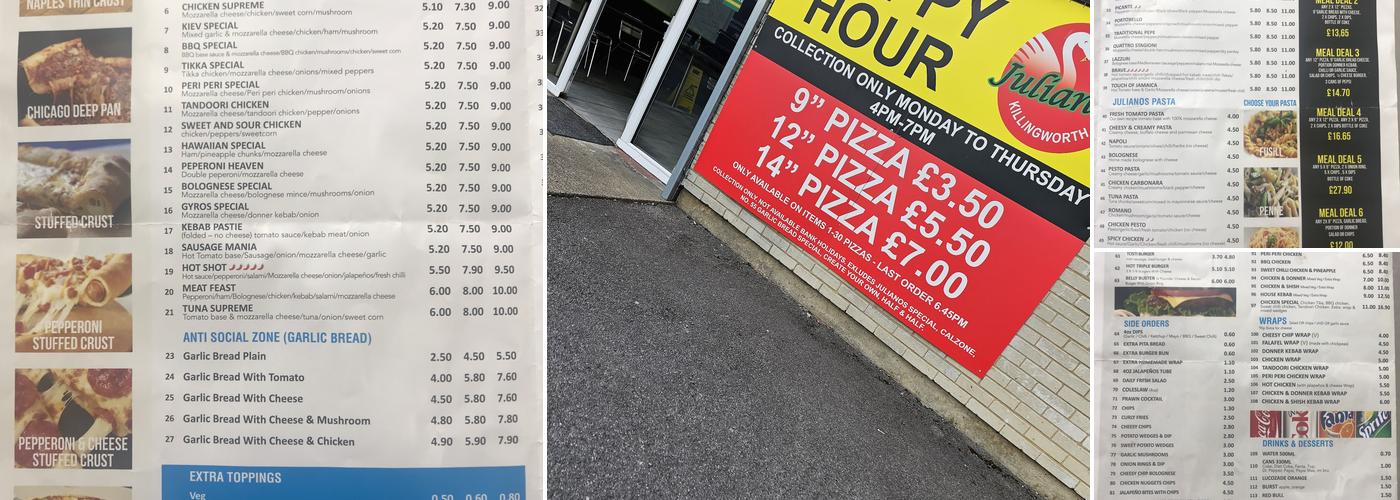 Juliano's KILIGWORTH Menu