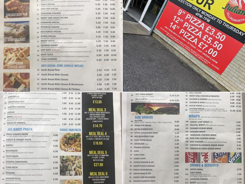 Juliano's KILIGWORTH Menu