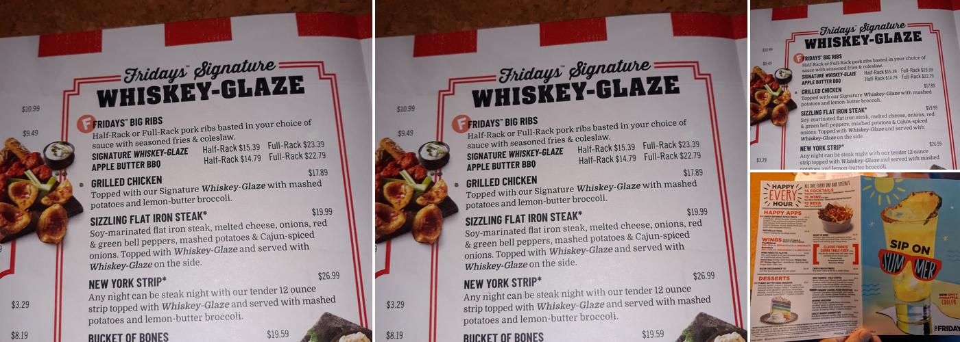 TGI Fridays Menu