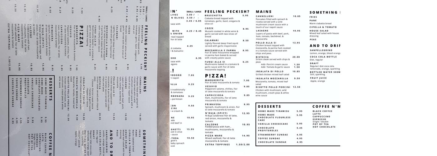 Simply Italian Menu