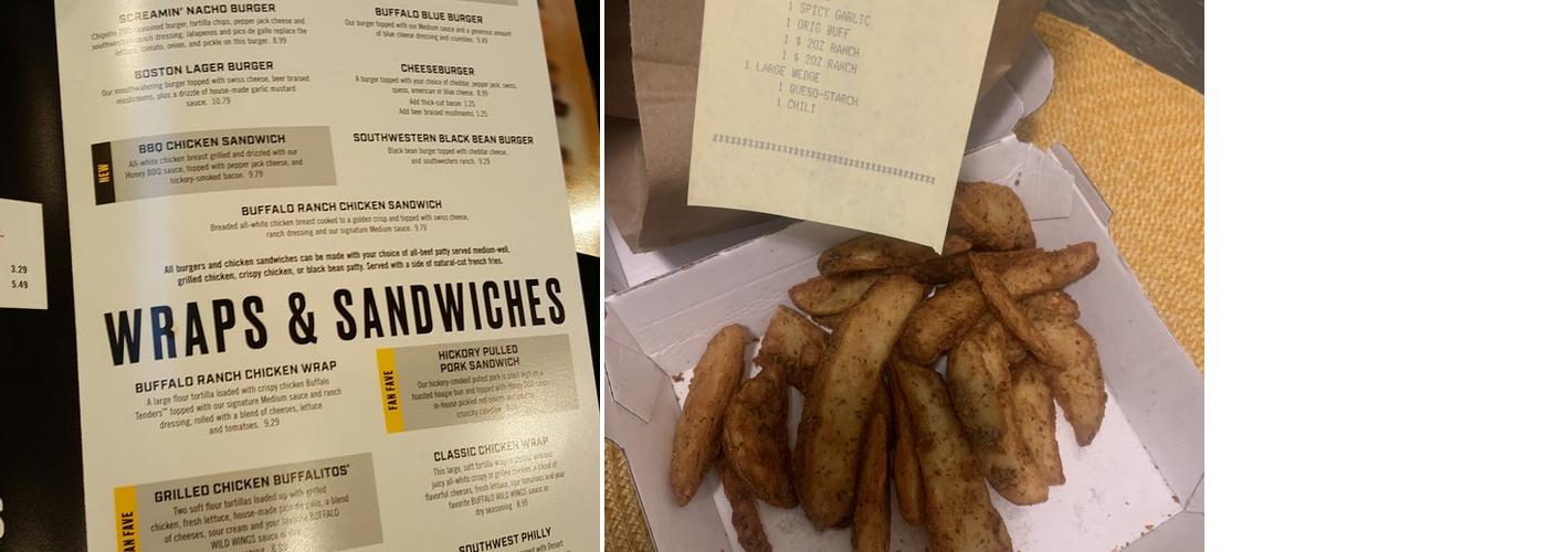 Buffalo Wild Wings Menu