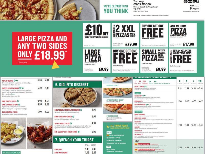 Papa Johns Pizza Menu