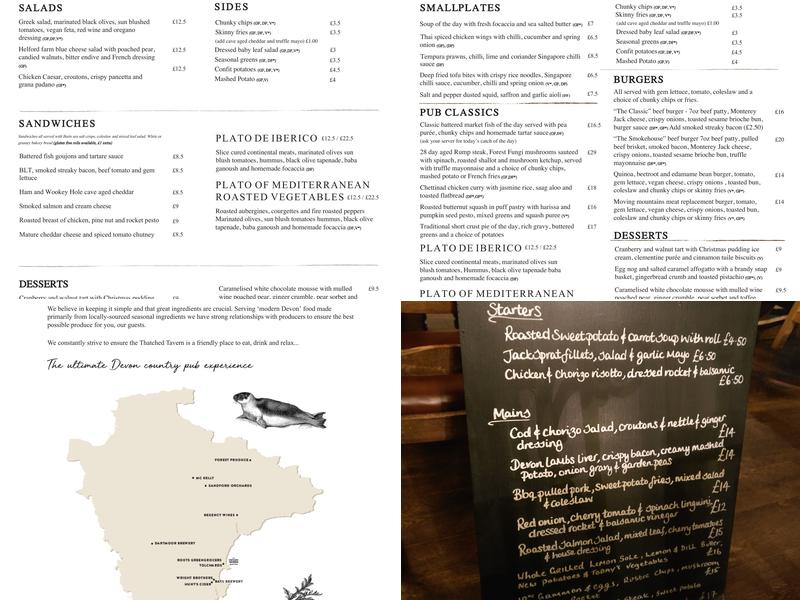 The Thatched Tavern Menu