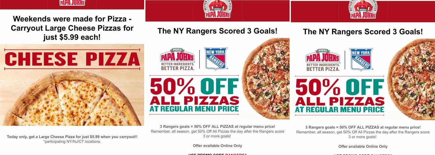 Papa Johns Pizza Menu