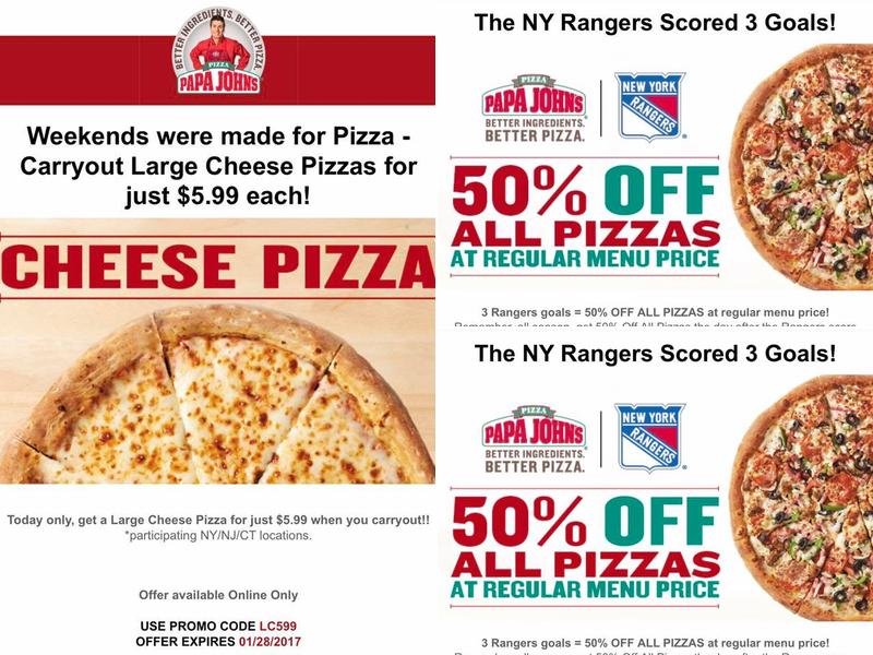 Papa Johns Pizza Menu
