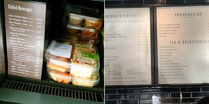 Starbucks Coffee Company Menu