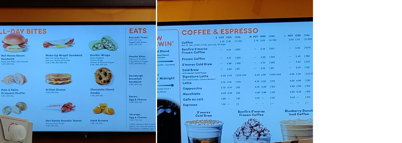 Dunkin' Menu