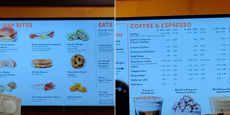 Dunkin' Menu