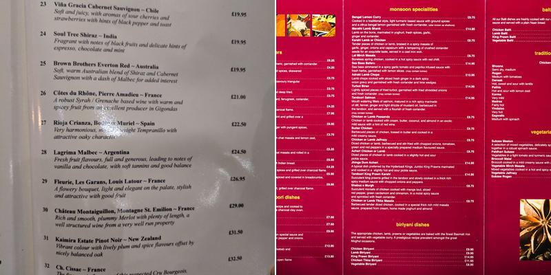 Monsoon Restaurant (Hartley Wintney) Menu