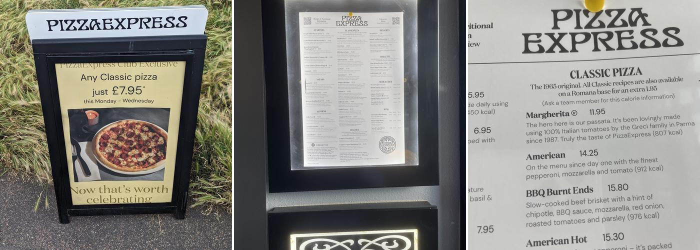 Pizza Express Menu