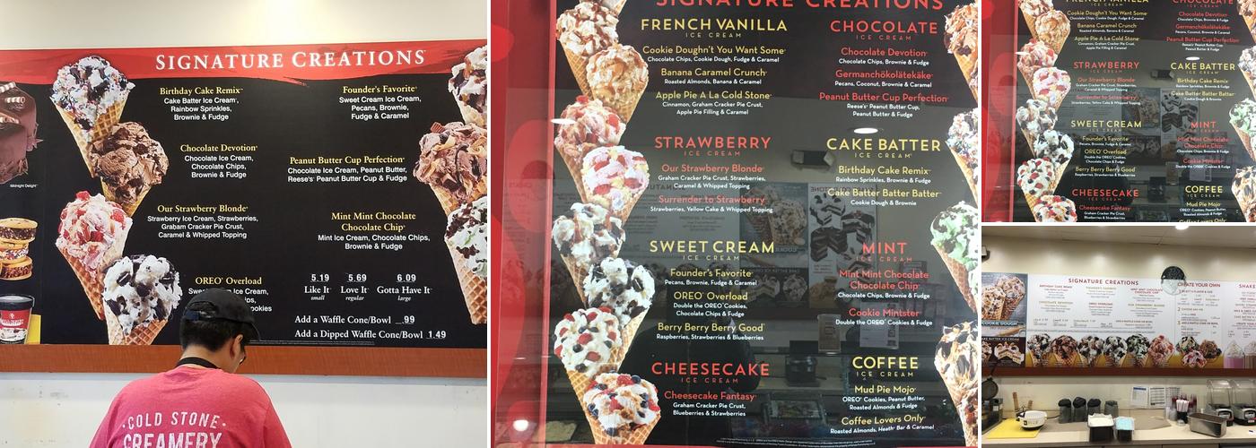Cold Stone Creamery Menu