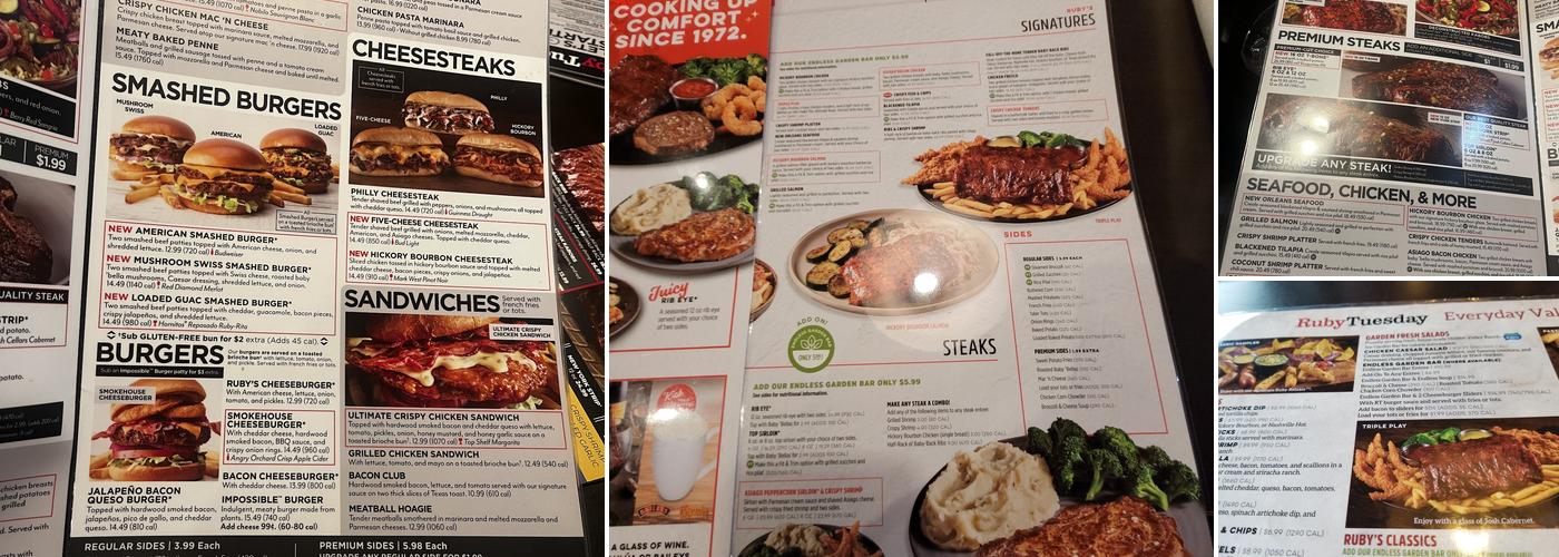 Ruby Tuesday Menu