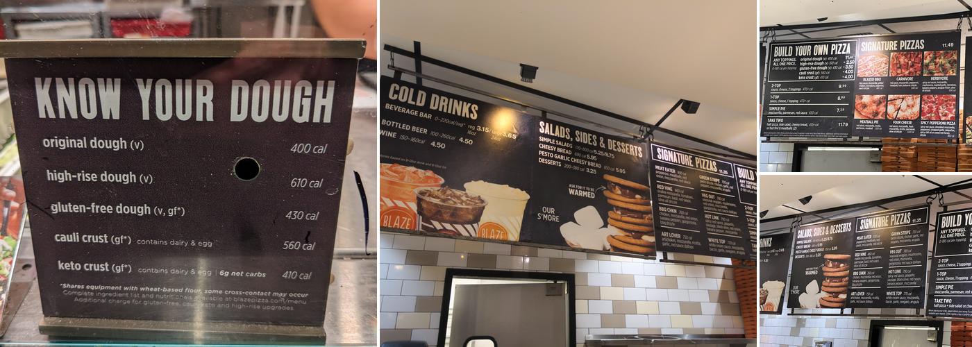 Blaze Pizza Menu