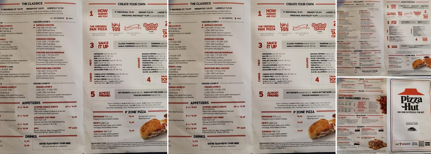 Pizza Hut Menu