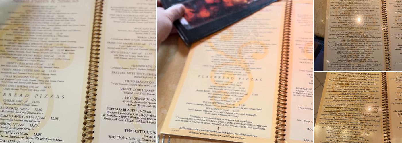 The Cheesecake Factory Menu