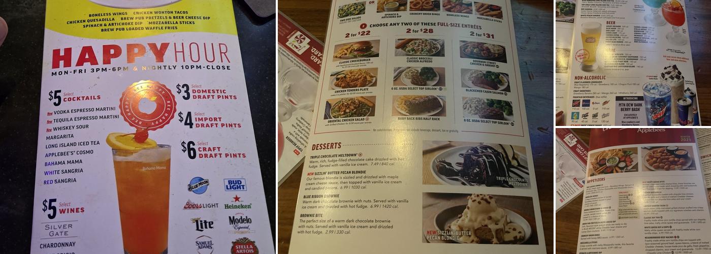 Applebee's Grill + Bar Menu