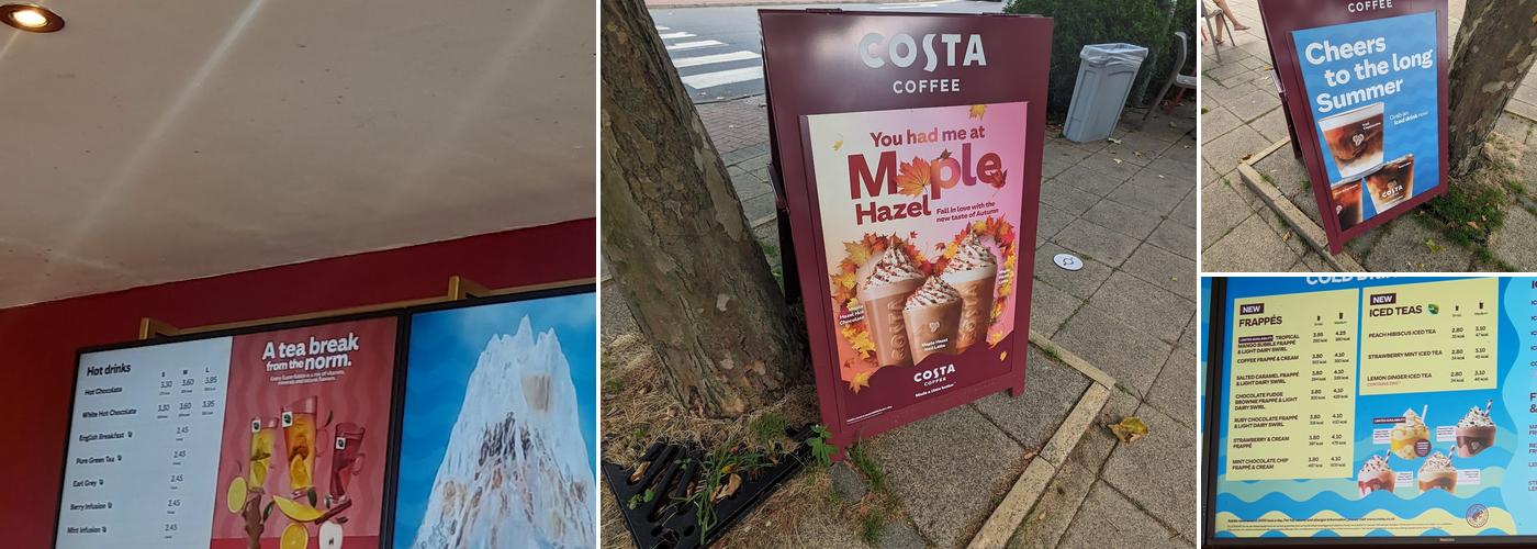 Costa Coffee Menu