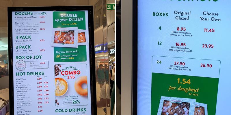 Krispy Kreme Luton Airport: Airside Departures Menu