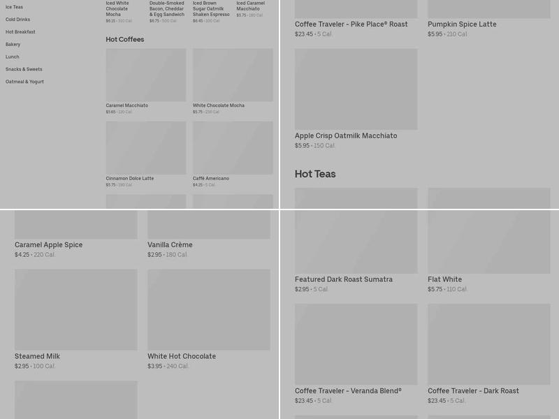Starbucks Menu