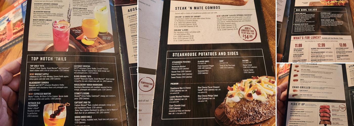 Outback Steakhouse Menu