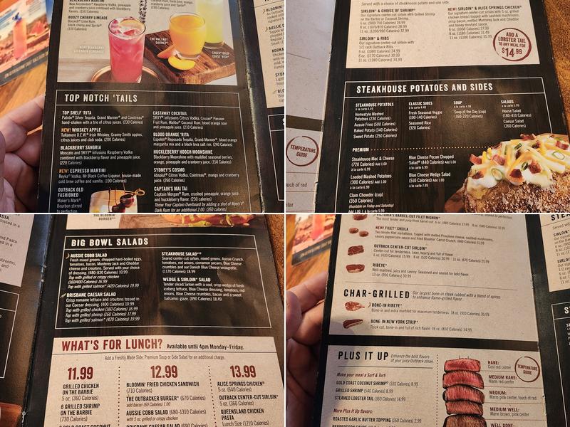 Outback Steakhouse Menu