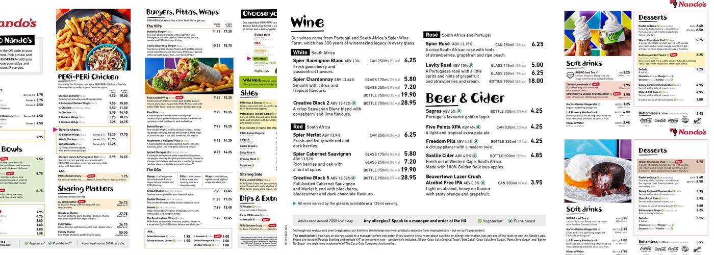Nando's Wembley - Designer Outlet Menu