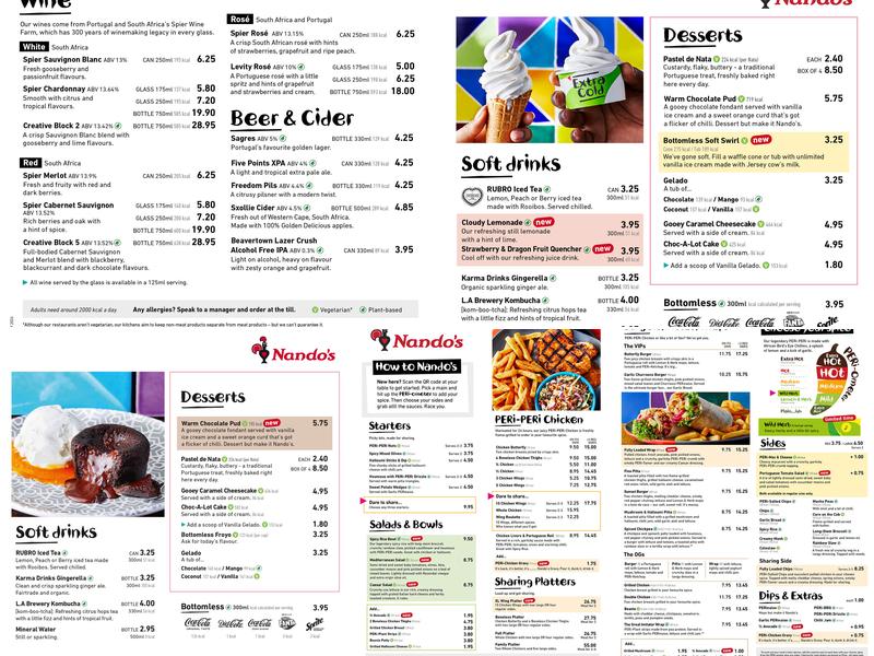 Nando's Wembley - Designer Outlet Menu