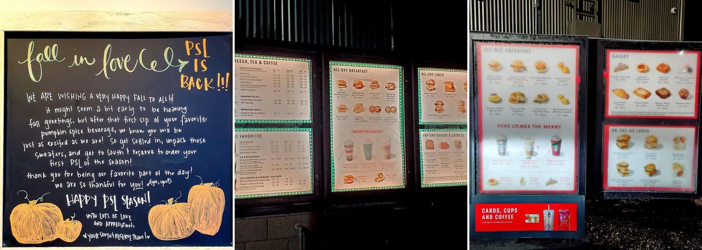 Starbucks Coffee Company Menu