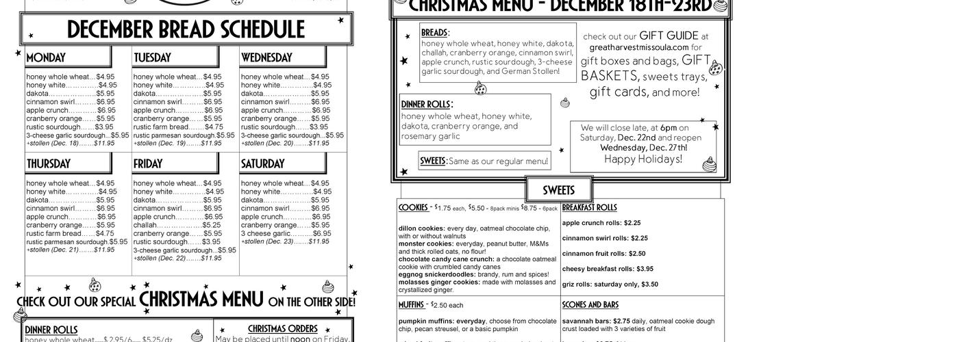 Great Harvest Bread Co. Menu