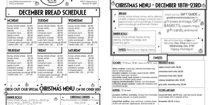 Great Harvest Bread Co. Menu
