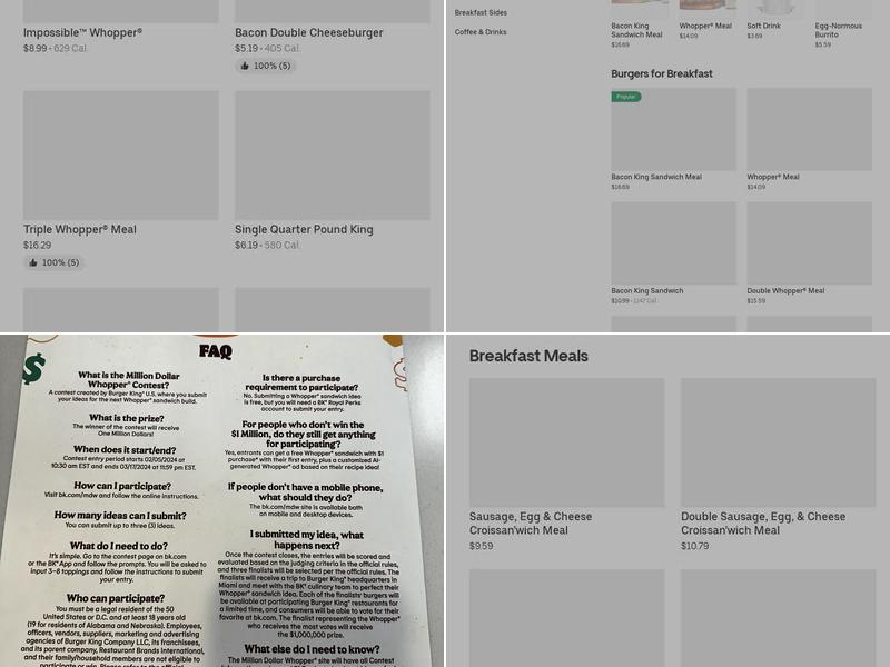Burger King Menu