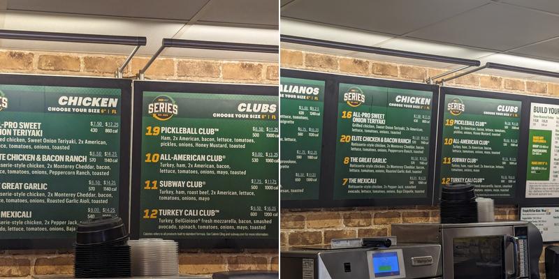 Subway Menu