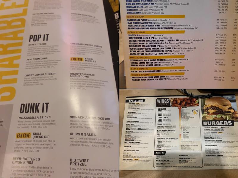 Buffalo Wild Wings Menu