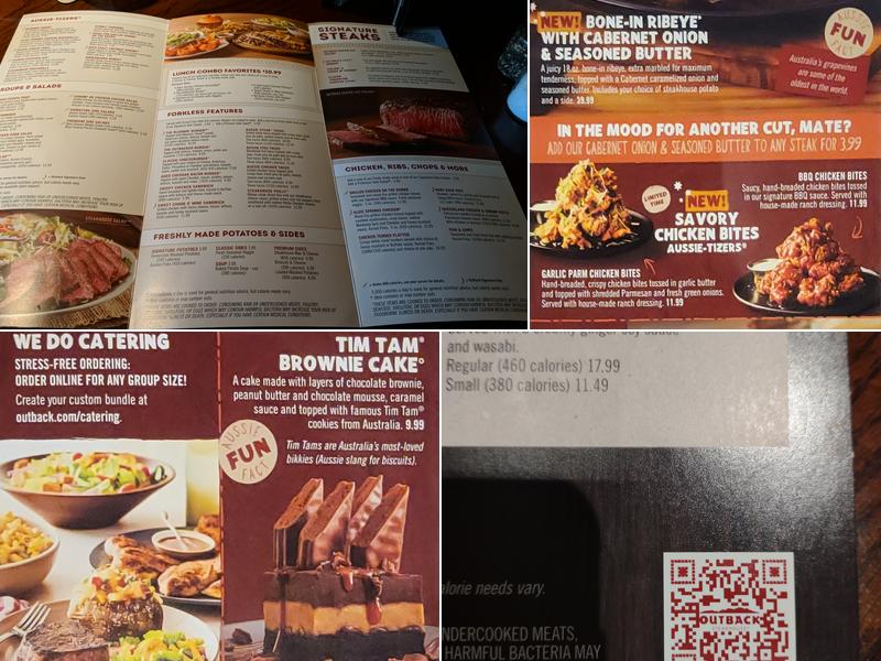 Outback Steakhouse Menu
