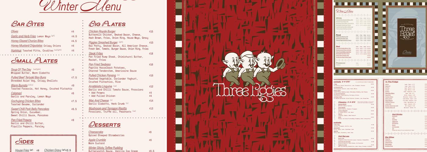 The Three Piggies Menu