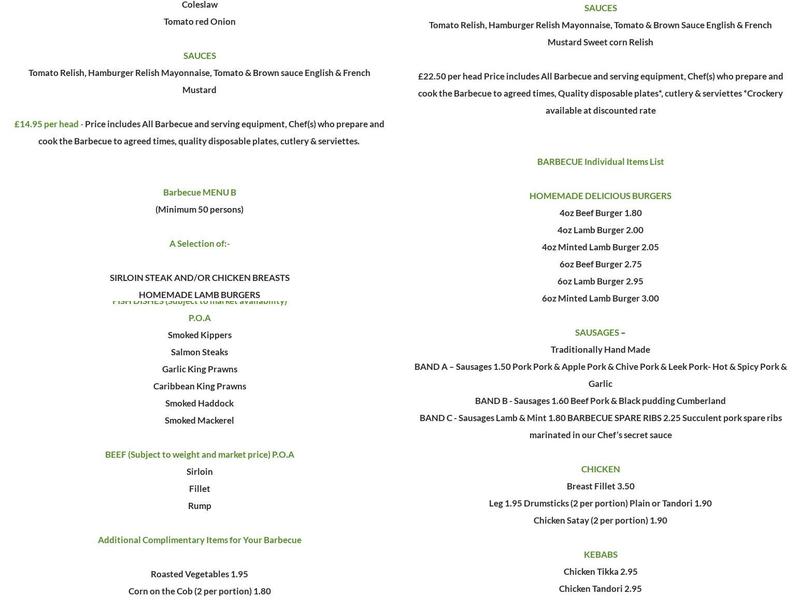 THE PERFECT HOG ROAST COMPANY & BBQ Menu