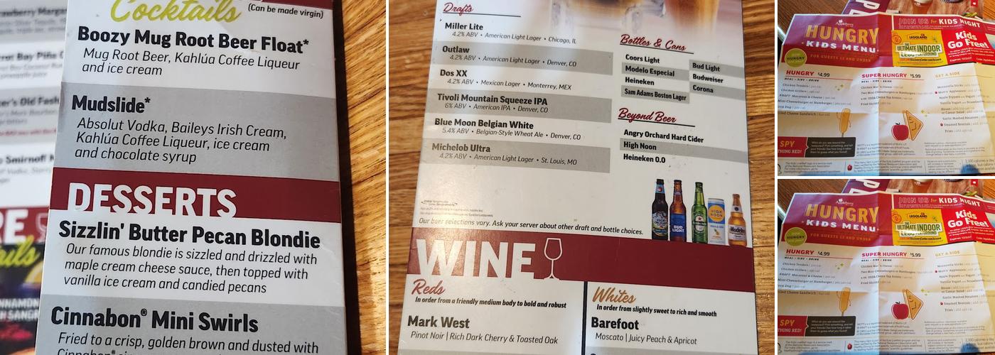 Applebee's Grill + Bar Menu