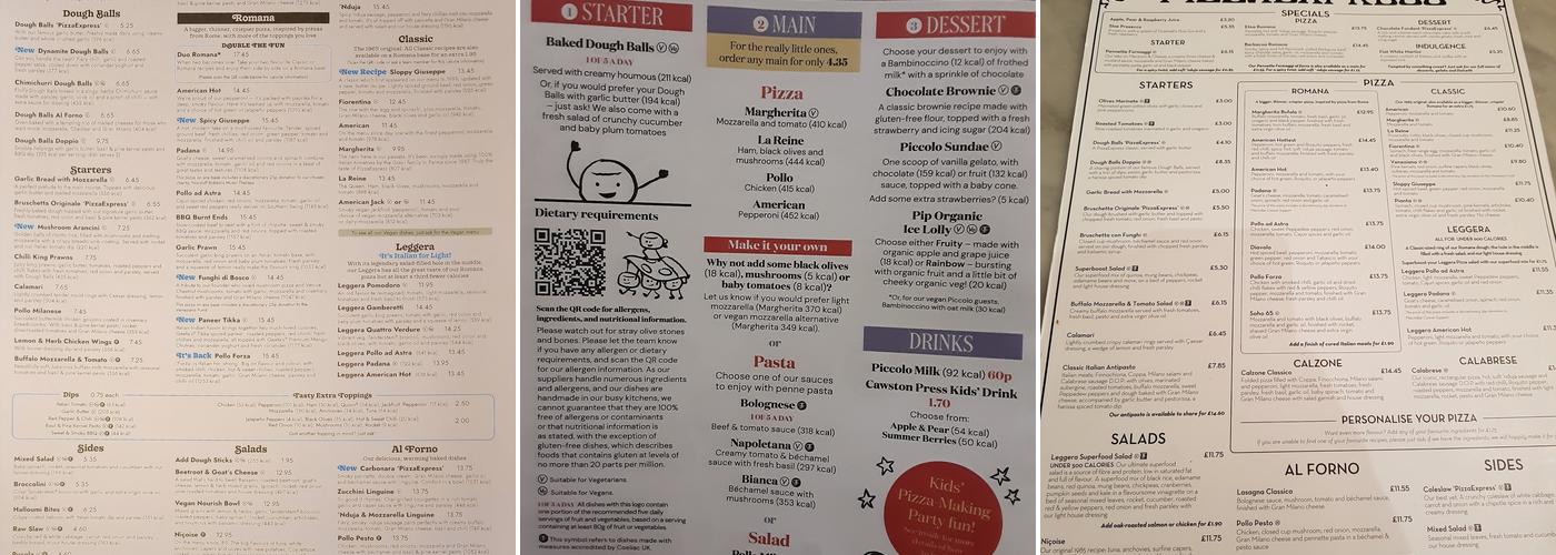 Pizza Express Menu
