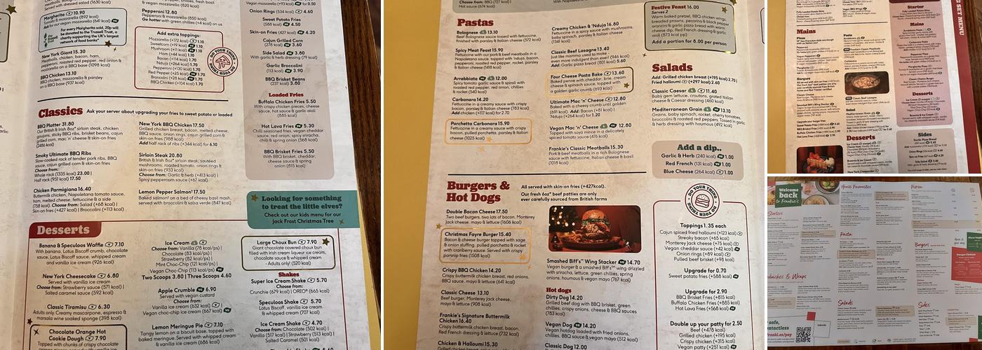 Frankie & Benny's Menu