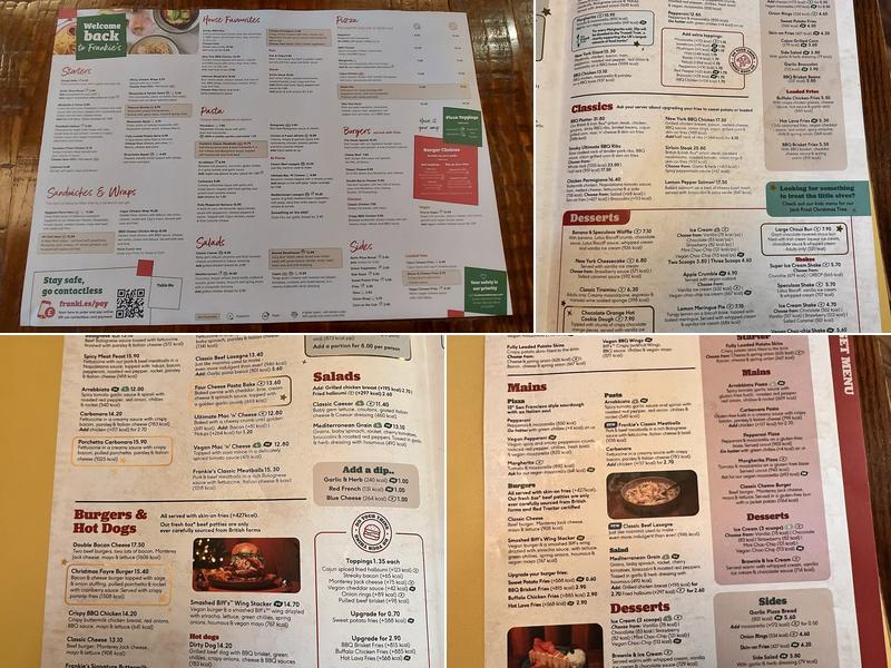 Frankie & Benny's Menu